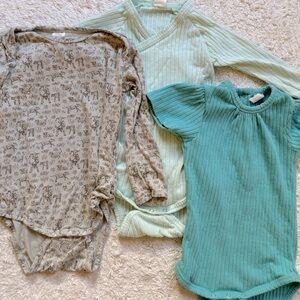 Kate Quinn Lot 18-24 M One Pieces Aqua Blue and Farm Pattern Girls Tops Bundle